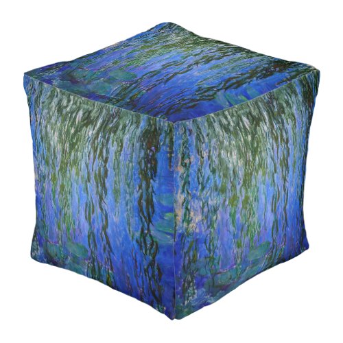 Claude Monet _ Water Lilies with weeping willow Pouf