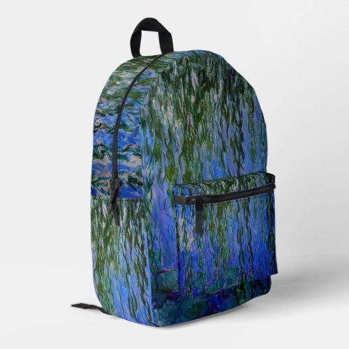 Claude Monet _ Water Lilies with weeping willow Printed Backpack