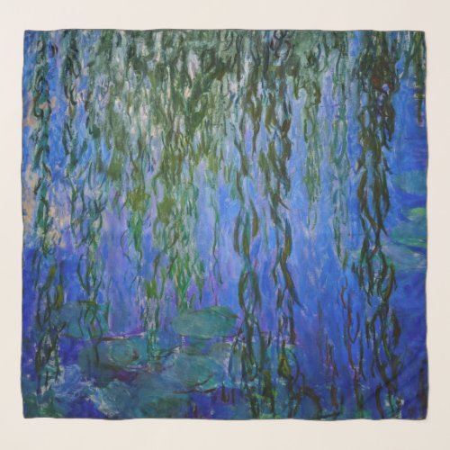 Claude Monet _ Water Lilies with weeping willow Scarf