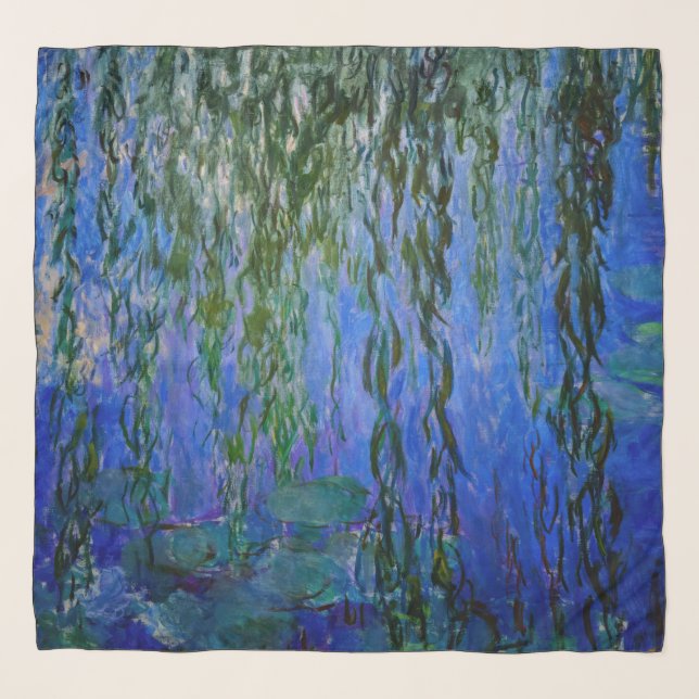 Claude Monet - Water Lilies with weeping willow Scarf (Front)