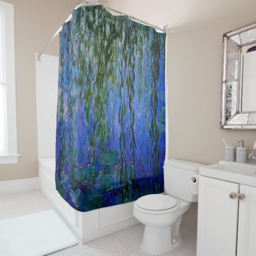 Claude Monet _ Water Lilies with weeping willow Shower Curtain