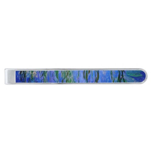 Claude Monet _ Water Lilies with weeping willow Silver Finish Tie Bar