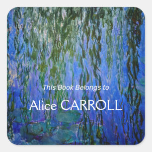 Claude Monet - Water Lilies with weeping willow Square Sticker