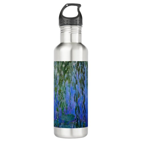 Claude Monet _ Water Lilies with weeping willow Stainless Steel Water Bottle