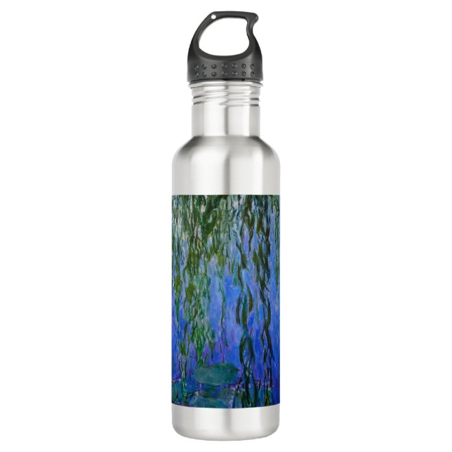 Claude Monet - Water Lilies with weeping willow Stainless Steel Water Bottle (Front)