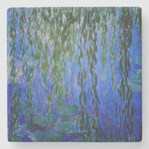 Claude Monet _ Water Lilies with weeping willow Stone Coaster