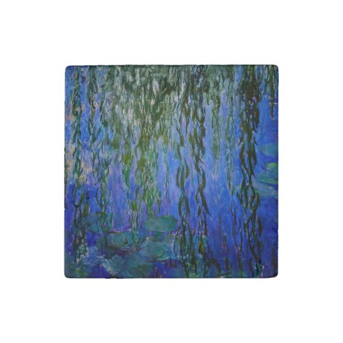 Claude Monet _ Water Lilies with weeping willow Stone Magnet