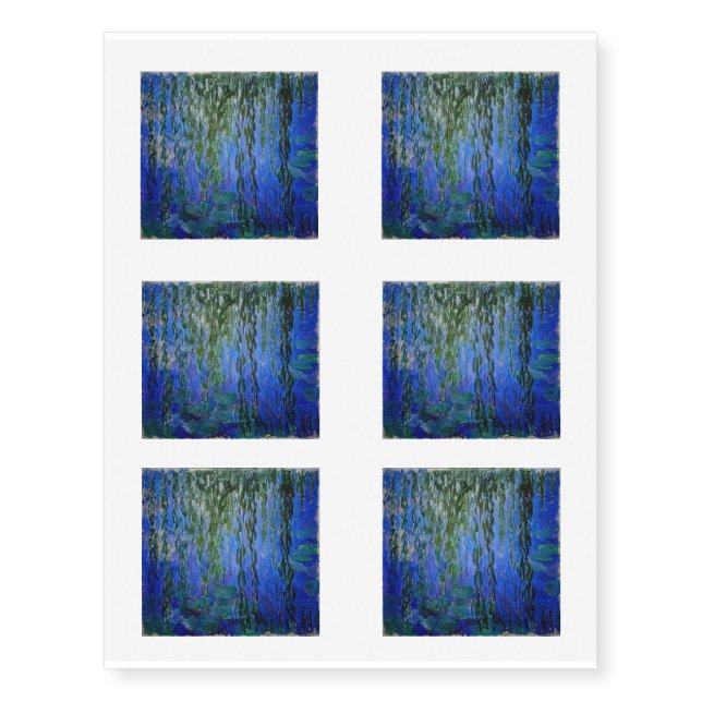Claude Monet - Water Lilies with weeping willow Temporary Tattoos (Front)