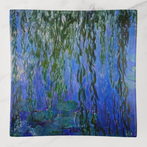 Claude Monet _ Water Lilies with weeping willow Trinket Tray