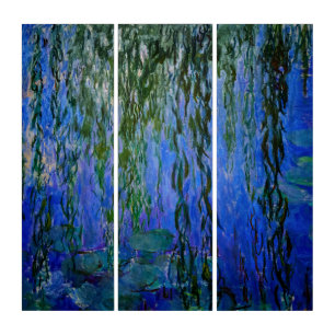 Claude Monet - Water Lilies with weeping willow Triptych