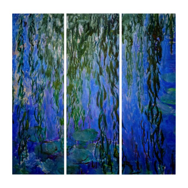 Claude Monet - Water Lilies with weeping willow Triptych (Front)