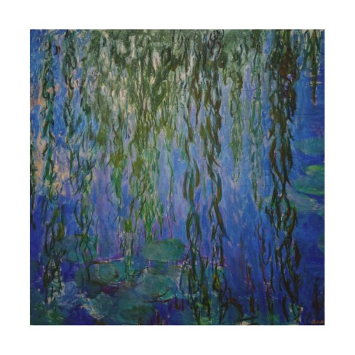 Claude Monet _ Water Lilies with weeping willow Wood Wall Art