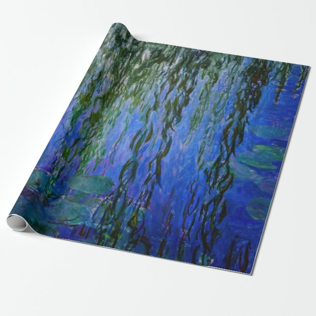 Claude Monet - Water Lilies with weeping willow Wrapping Paper (Unrolled)