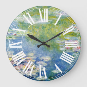 Claude Monet water lily at giverny Large Clock