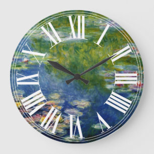 Claude Monet water lily at giverny Large Clock