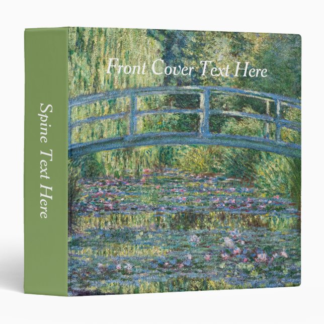 Claude Monet - Water Lily pond, Green Harmony 3 Ring Binder (Front/Spine)