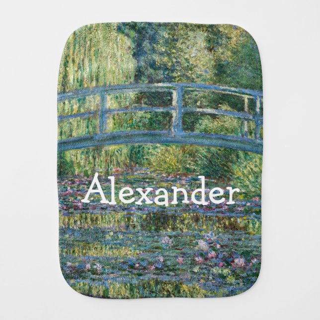 Claude Monet - Water Lily pond, Green Harmony Baby Burp Cloth (Front)