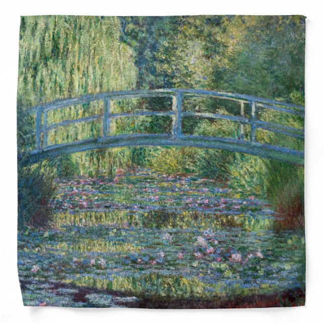 Claude Monet - Water Lily pond, Green Harmony Bandana (Front)