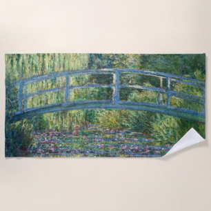 Claude Monet - Water Lily pond, Green Harmony Beach Towel
