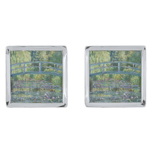 Claude Monet - Water Lily pond, Green Harmony Cufflinks (Front)