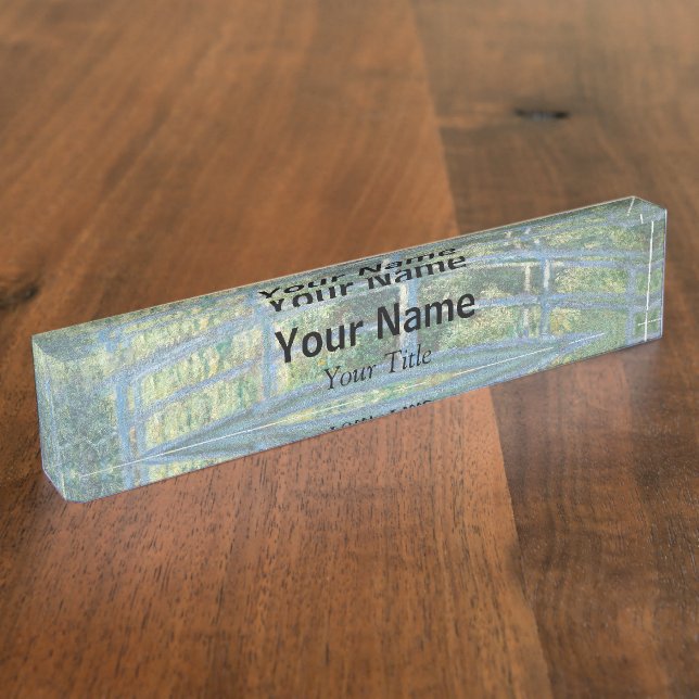 Claude Monet - Water Lily pond, Green Harmony Desk Name Plate (Side)