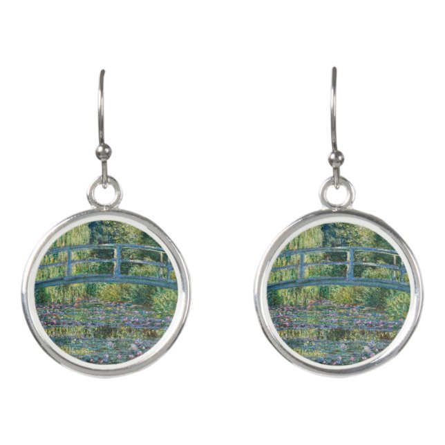 Claude Monet - Water Lily pond, Green Harmony Earrings (Front)