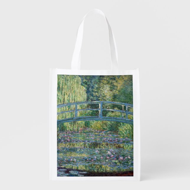 Claude Monet - Water Lily pond, Green Harmony Grocery Bag (Front)