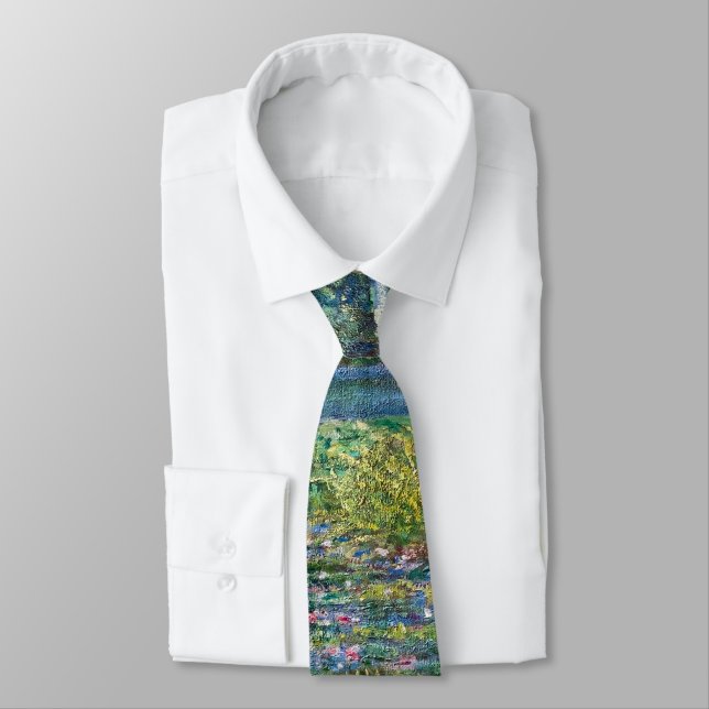 Claude Monet - Water Lily pond, Green Harmony Neck Tie (Tied)