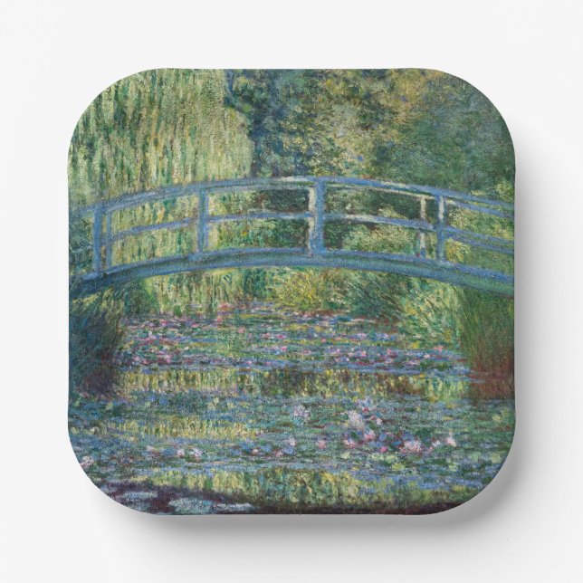 Claude Monet - Water Lily pond, Green Harmony Paper Plates (Front)