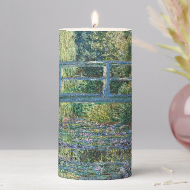 Claude Monet - Water Lily pond, Green Harmony Pillar Candle (In Situ)
