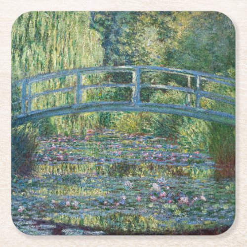 Claude Monet _ Water Lily pond Green Harmony Square Paper Coaster