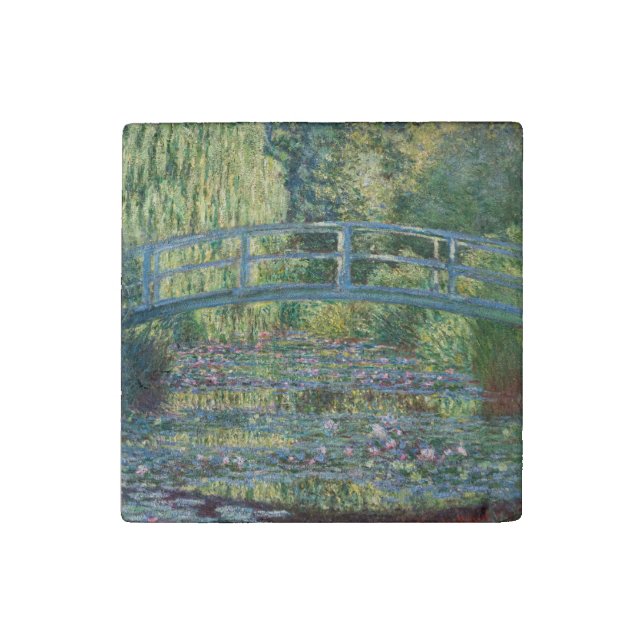 Claude Monet - Water Lily pond, Green Harmony Stone Magnet (Front)