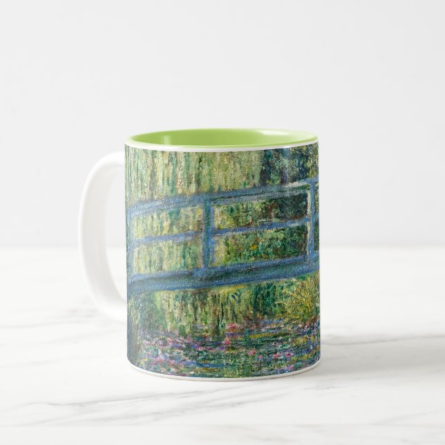 Claude Monet - Water Lily pond, Green Harmony Two-Tone Coffee Mug (Front Left)
