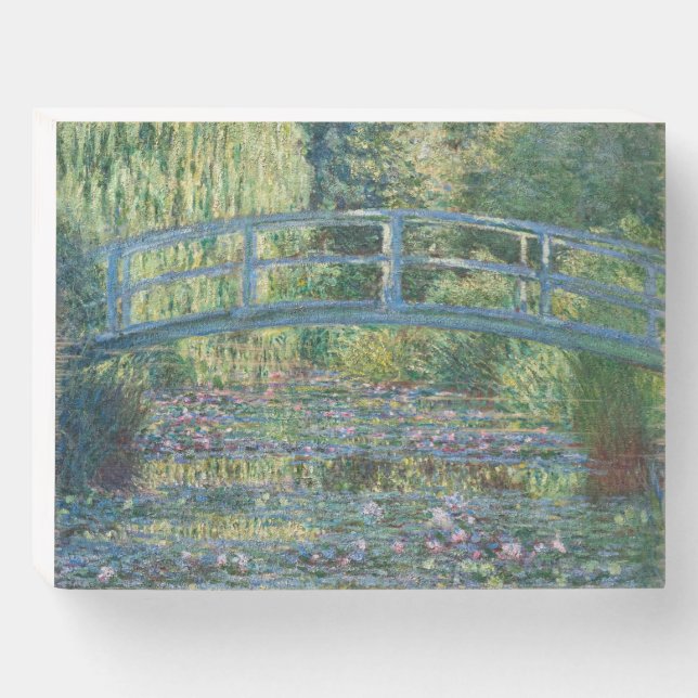 Claude Monet - Water Lily pond, Green Harmony Wooden Box Sign (Front Horizontal)