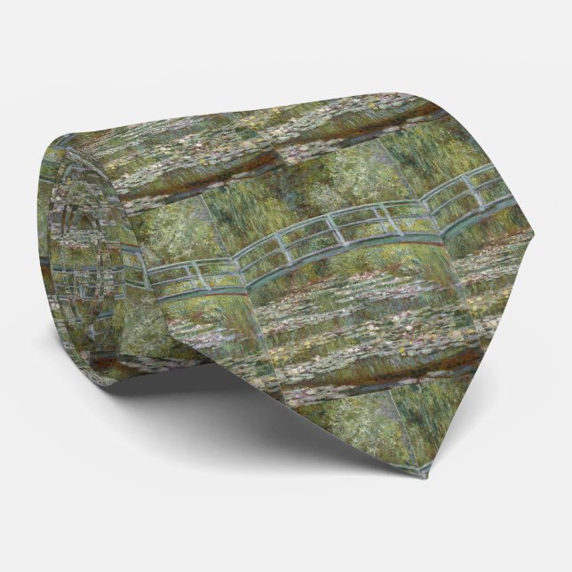 Claude Monet Water Lily Pond (Japanese Footbridge) Neck Tie (Rolled)