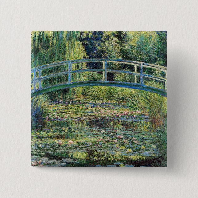 Claude Monet - Water Lily Pond & Japanesese Bridge Button (Front)