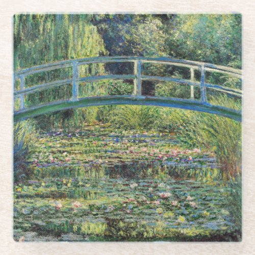 Claude Monet _ Water Lily Pond  Japanesese Bridge Glass Coaster