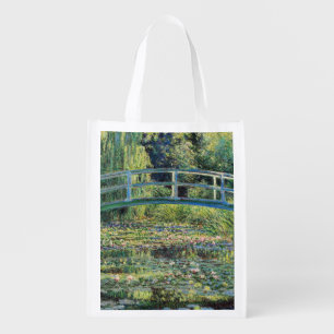 Claude Monet - Water Lily Pond & Japanesese Bridge Grocery Bag