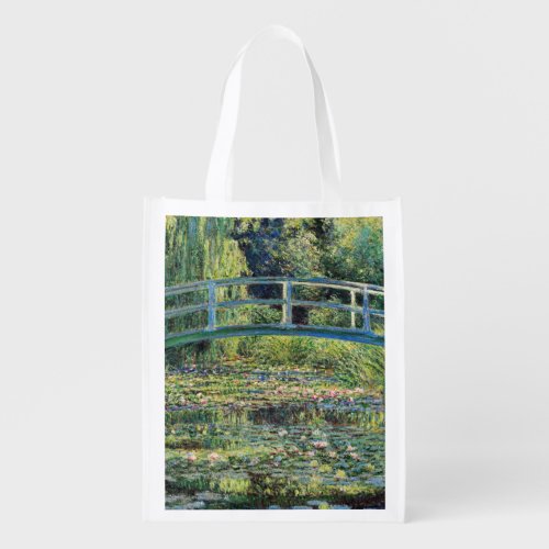 Claude Monet _ Water Lily Pond  Japanesese Bridge Grocery Bag