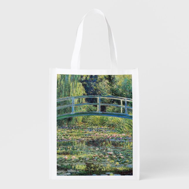 Claude Monet - Water Lily Pond & Japanesese Bridge Grocery Bag (Front)