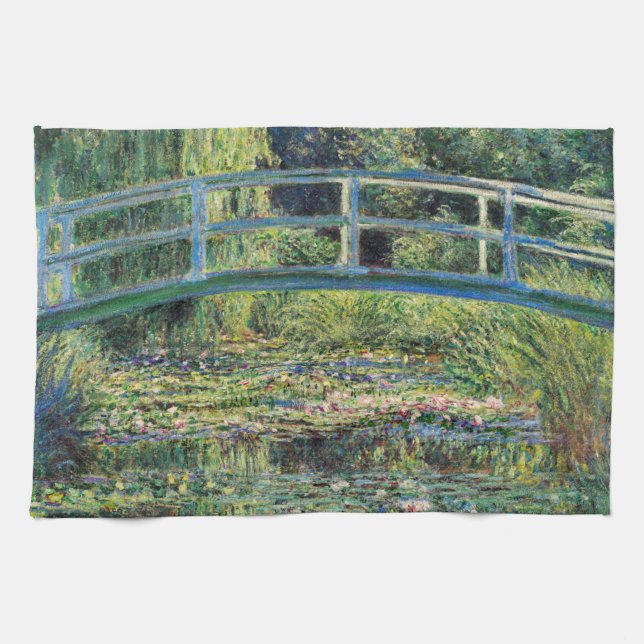 Claude Monet - Water Lily Pond & Japanesese Bridge Kitchen Towel (Horizontal)