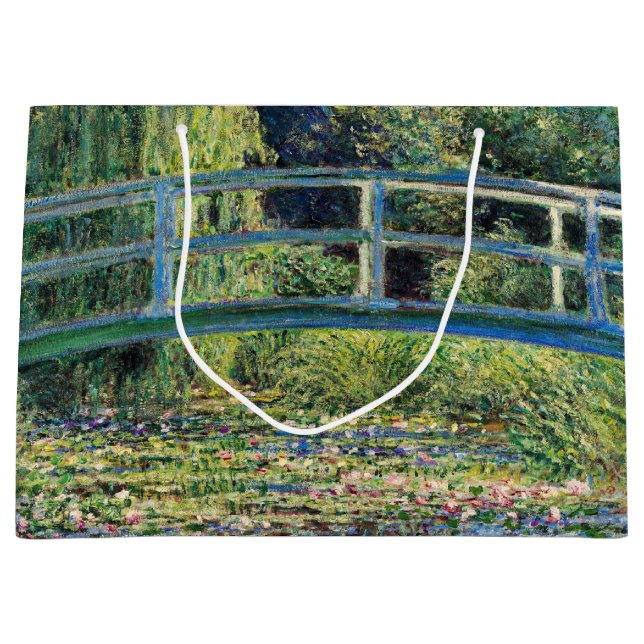 Claude Monet - Water Lily Pond & Japanesese Bridge Large Gift Bag (Front)