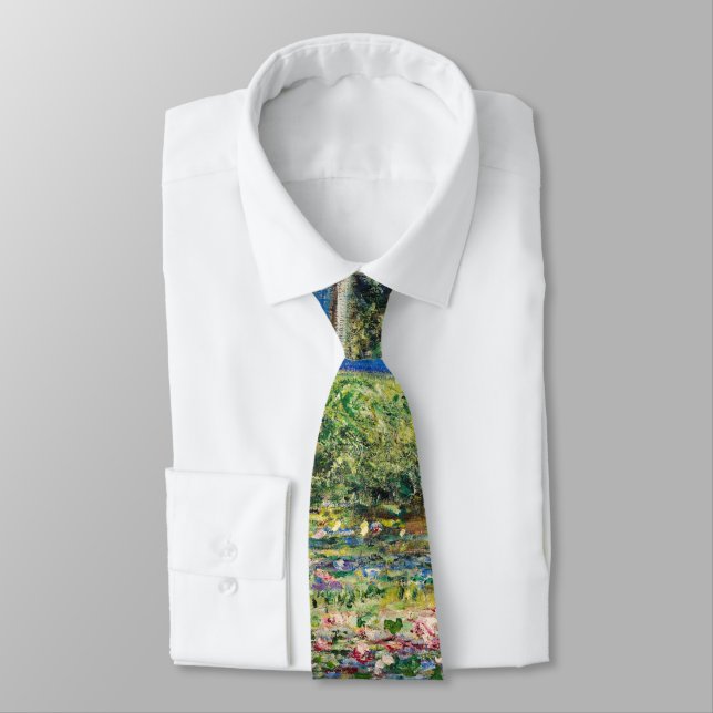 Claude Monet - Water Lily Pond & Japanesese Bridge Neck Tie (Tied)