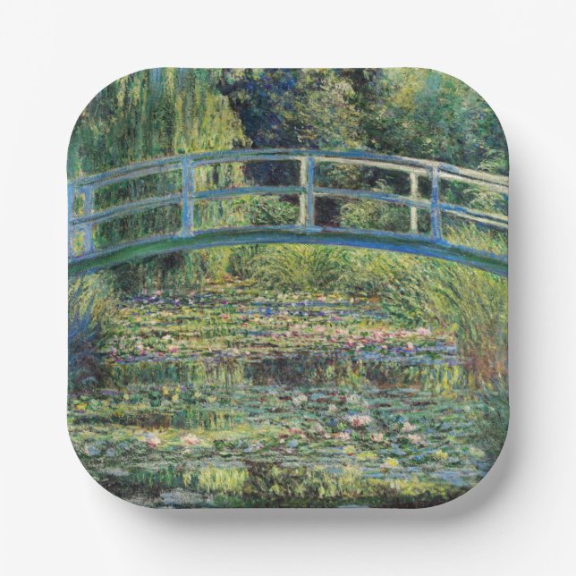Claude Monet - Water Lily Pond & Japanesese Bridge Paper Plates (Front)