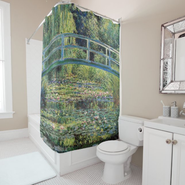 Claude Monet - Water Lily Pond & Japanesese Bridge Shower Curtain (In Situ)