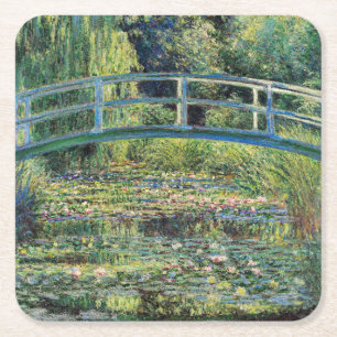 Claude Monet - Water Lily Pond & Japanesese Bridge Square Paper Coaster