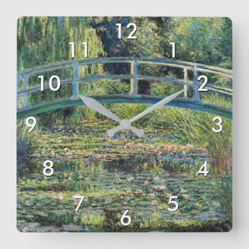 Claude Monet _ Water Lily Pond  Japanesese Bridge Square Wall Clock