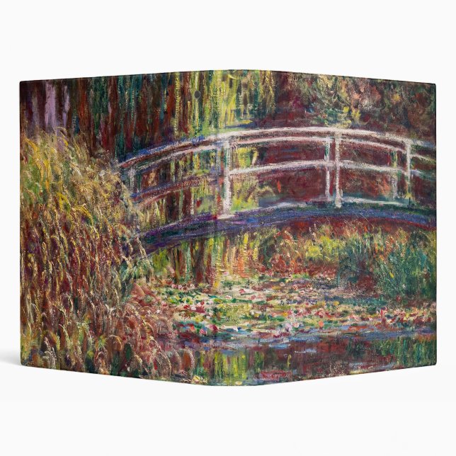 Claude Monet - Water Lily pond, Pink Harmony 3 Ring Binder (Background)