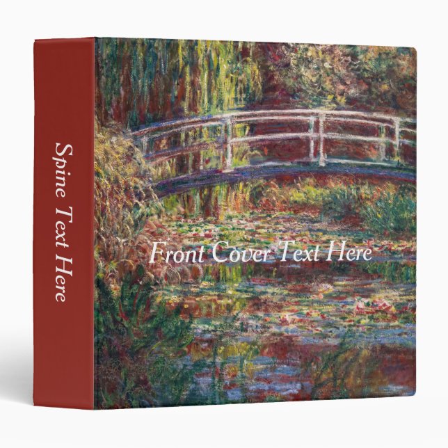 Claude Monet - Water Lily pond, Pink Harmony 3 Ring Binder (Front/Spine)