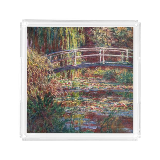 Claude Monet - Water Lily pond, Pink Harmony Acrylic Tray (Front)